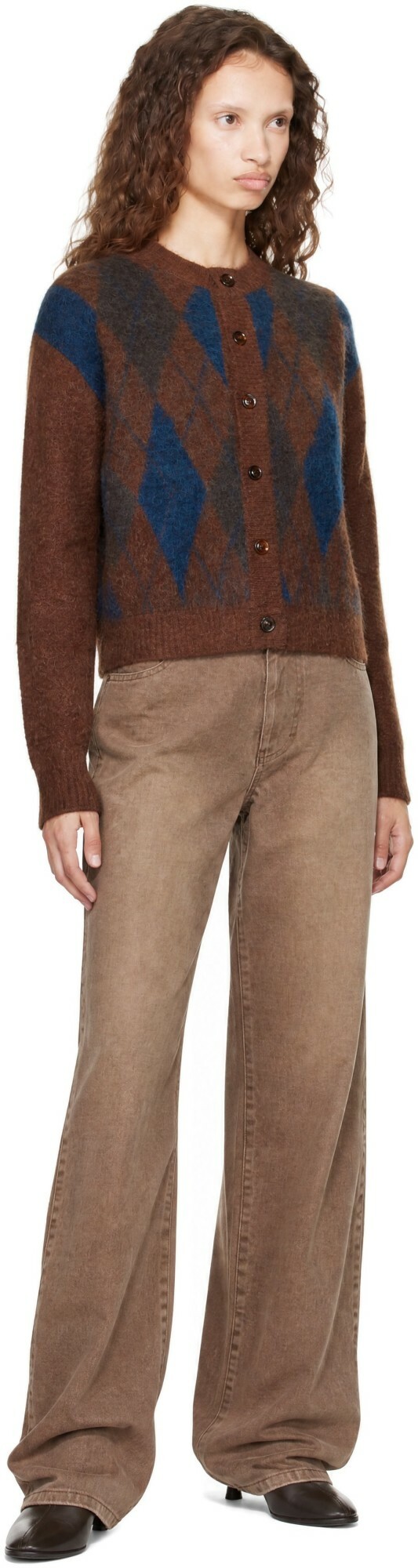 TONYWACK Brown Brushed Argyle Cardigan