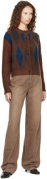 TONYWACK Brown Brushed Argyle Cardigan