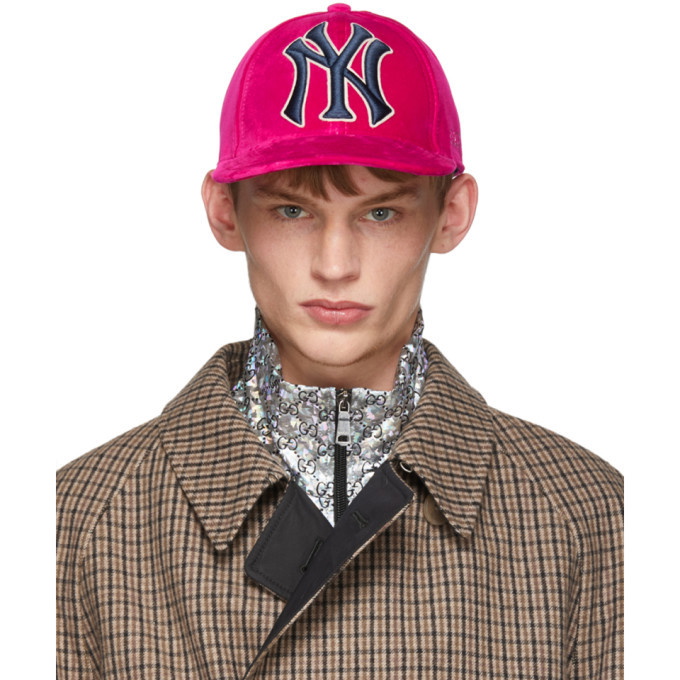 modtagende Armstrong jage Gucci Pink NY Yankees Edition Velvet Cap Gucci