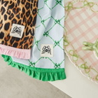 Damson Madder Women's Set of Two Ruffle Tea Towels in Leopard/Blue Bows 