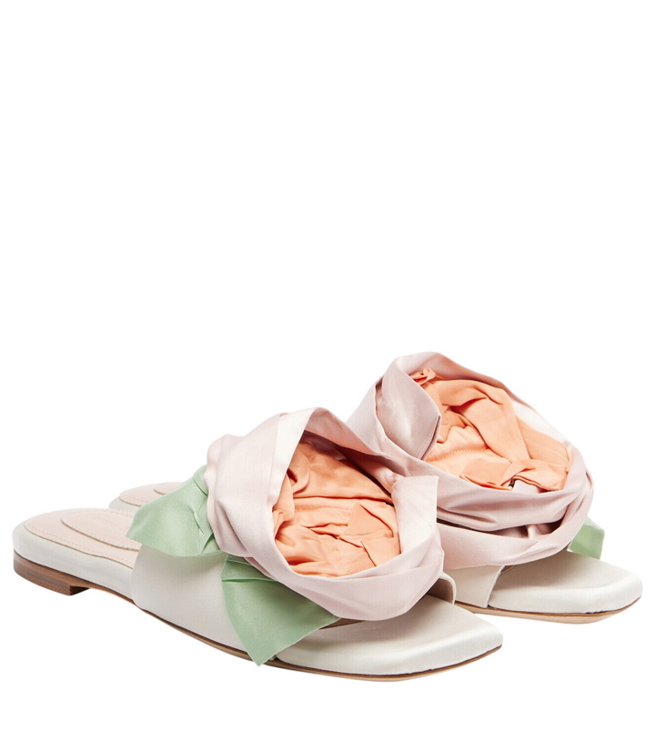 Photo: Simone Rocha Floral-appliqué satin slides