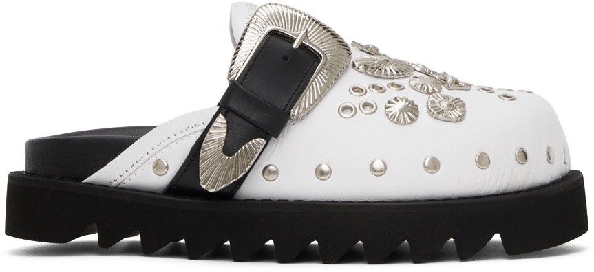 Toga Pulla studded leather mules - White