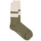 Oliver Spencer Men's Polperro Socks in Sage Green/Cream