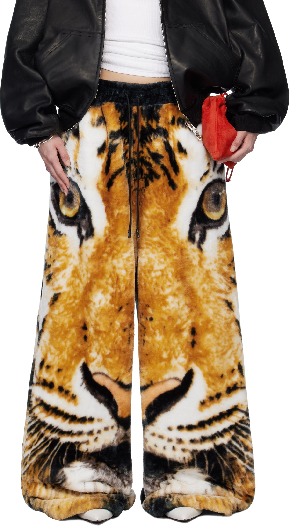 LU'U DAN Orange & Black Raw-Cut Bontan Lounge Pants