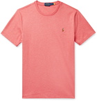 POLO RALPH LAUREN - Logo-Embroidered Mélange Interlock Cotton T-Shirt - Pink