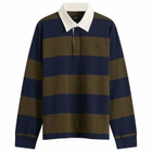 A.P.C. Men's Isaac Block Stripe Rugby Shirt in Dark Navy