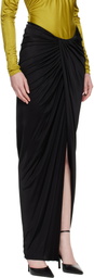 BALMAIN Black Draped Slit Maxi Skirt