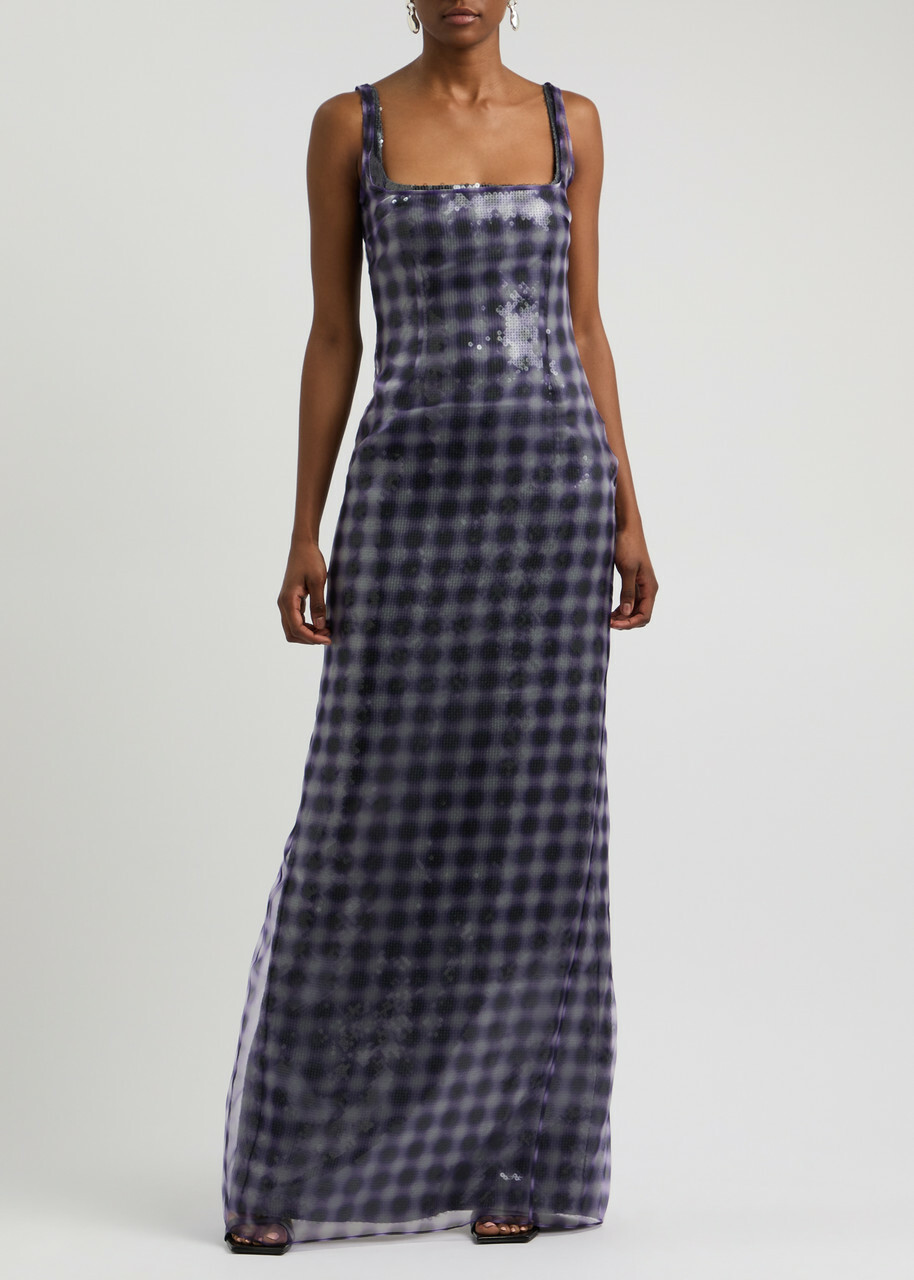 16 Arlington Electra Chiffon and Sequin Maxi Dress Violet