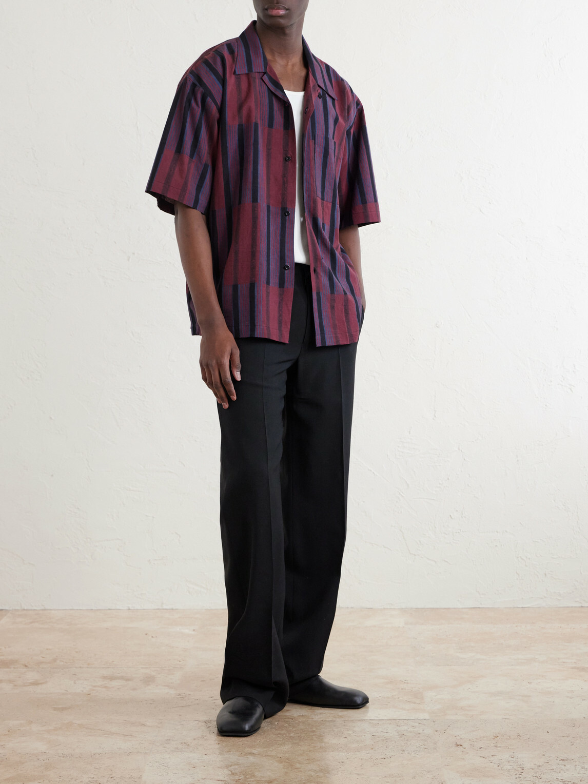 Kardo - Rohit Convertible-Collar Striped Cotton Shirt - Brown