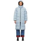 Alexander Wang Blue Bleached Denim Long Puffer Jacket