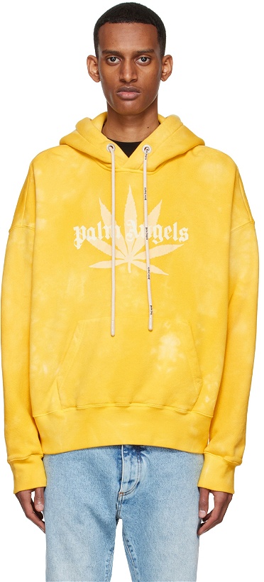 Photo: Palm Angels Yellow Cotton Hoodie