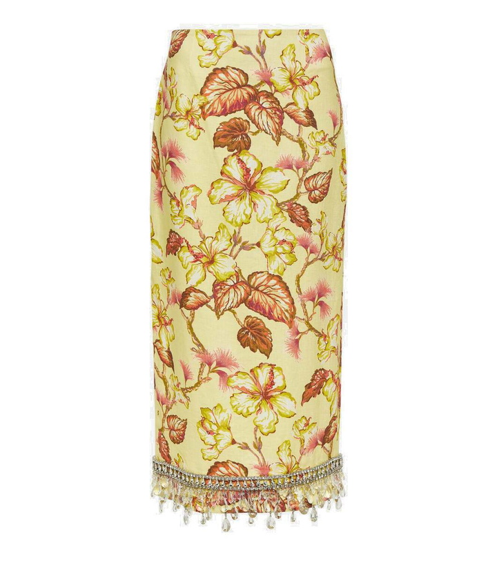 Photo: Zimmermann Matchmaker embellished linen midi skirt