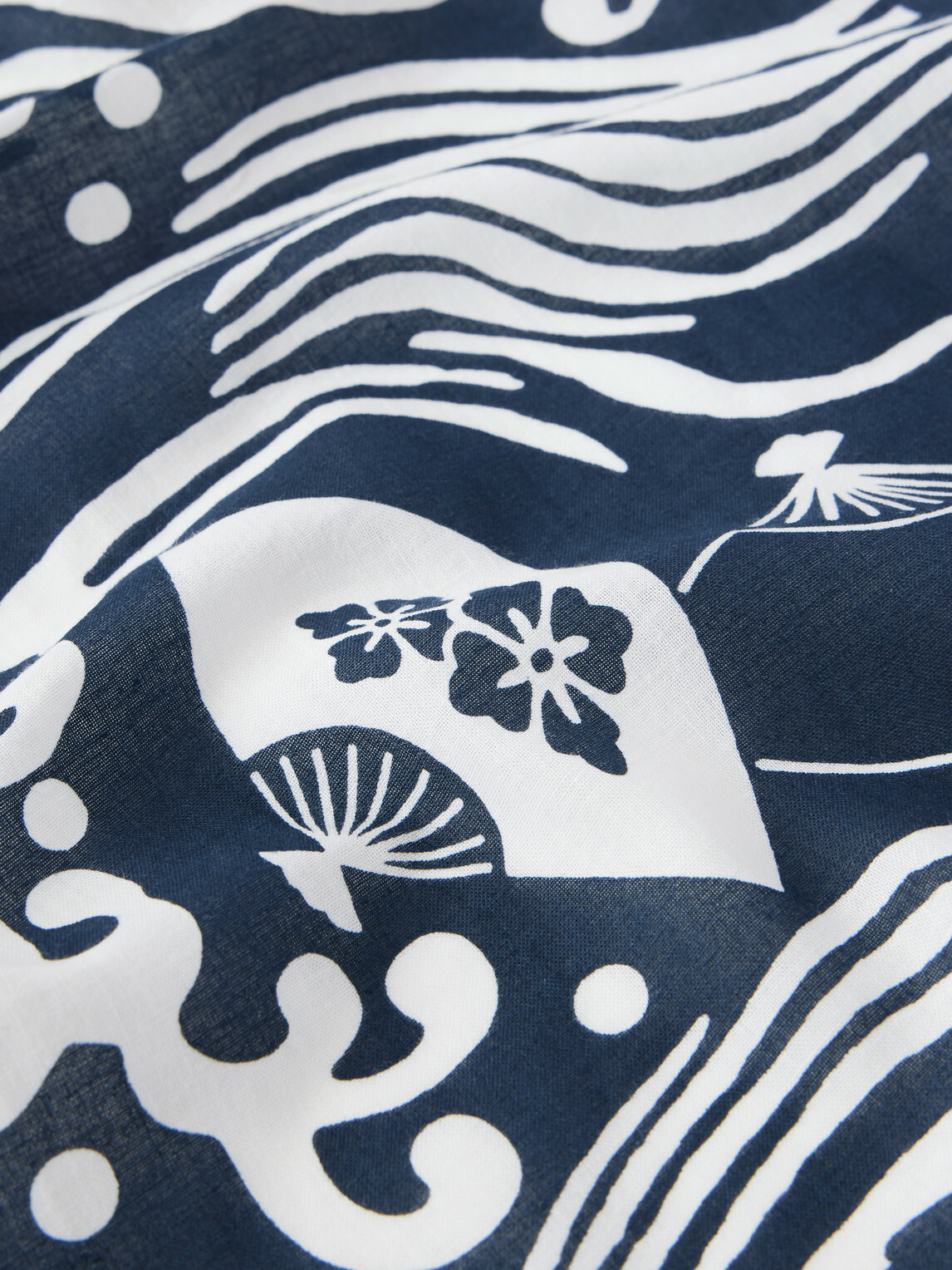 Blue Blue Japan - Printed Cotton Scarf - Blue