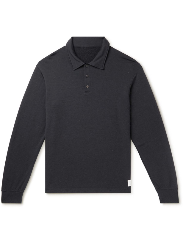 Photo: Visvim - Sport Weller Logo-Appliquéd Wool-Blend Jersey Polo Shirt - Blue