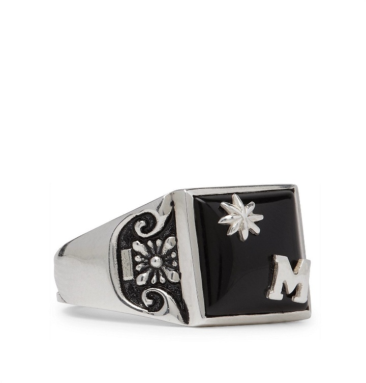 Photo: MAPLE - Collegiate Burnished Sterling Silver and Onyx Ring - Silver