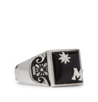 MAPLE - Collegiate Burnished Sterling Silver and Onyx Ring - Silver