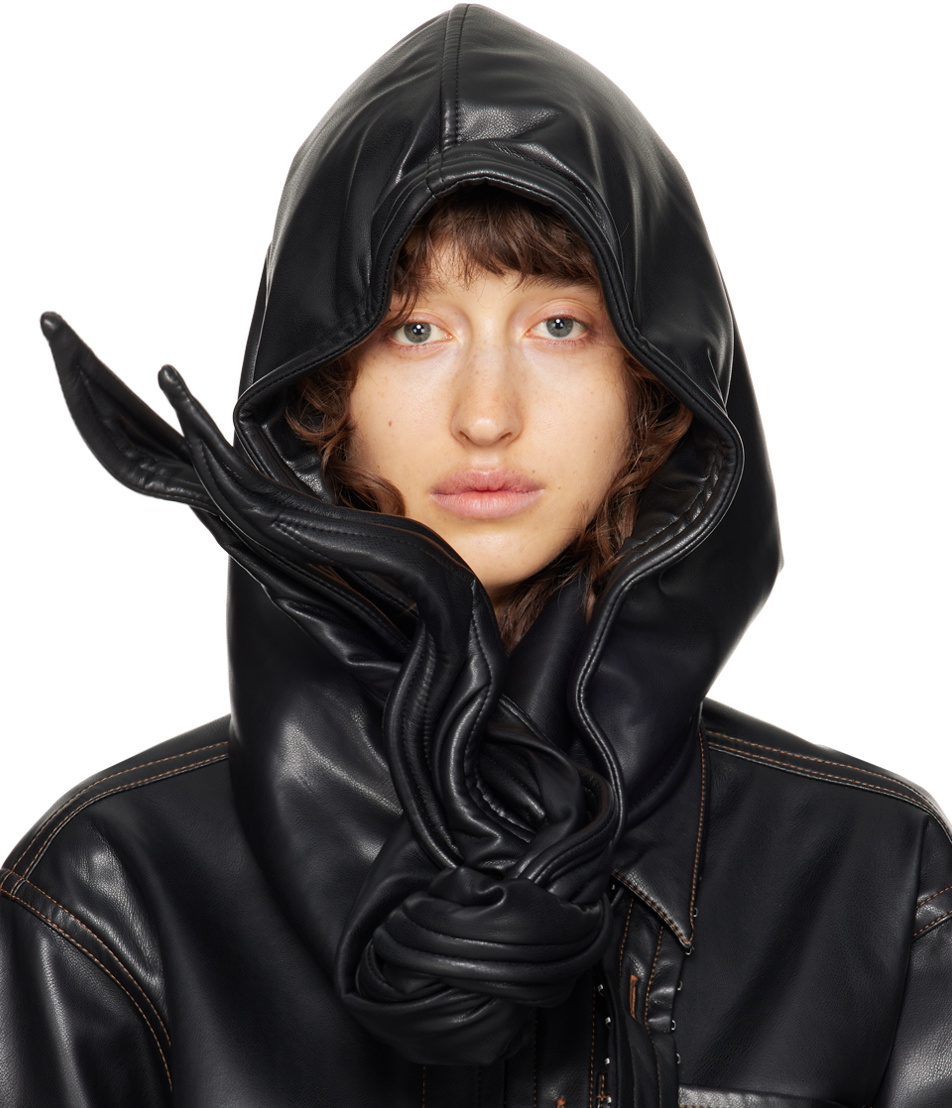 Y/Project Black Wire Faux-Leather Hood Y/Project