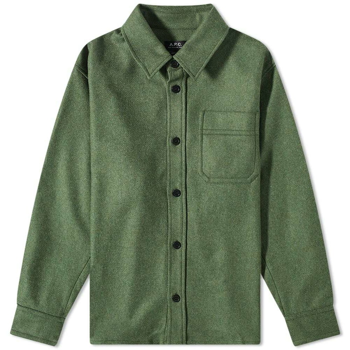 Photo: A.P.C. Men's Basile Recycled Wool Overshirt in Khaki