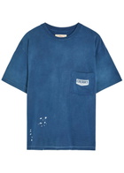 Cherry Los Angeles Chevron Boxy Paint-splatter Cotton T-shirt Navy