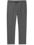 Mr P. - Tapered Checked Stretch Virgin Wool and Cotton-Blend Drawstring Trousers - Gray