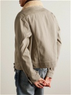 TOM FORD - Bedford Shearling-Trimmed Cotton-Canvas Trucker Jacket - Neutrals