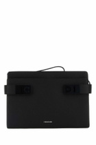 Ferragamo Black Leather Clutch