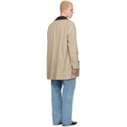 Burberry Beige Mid-Length Leather Collar Meadowbank Car Coat