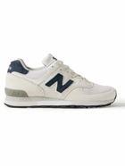 New Balance - 576 Suede-Trimmed Leather and Mesh Sneakers - Gray