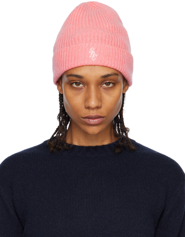 Photo: Sporty & Rich Pink Embroidered Beanie