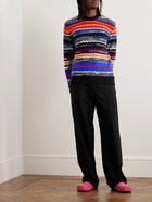 Missoni - Slim-Fit Striped Crochet-Knit Wool-Blend Sweater - Black