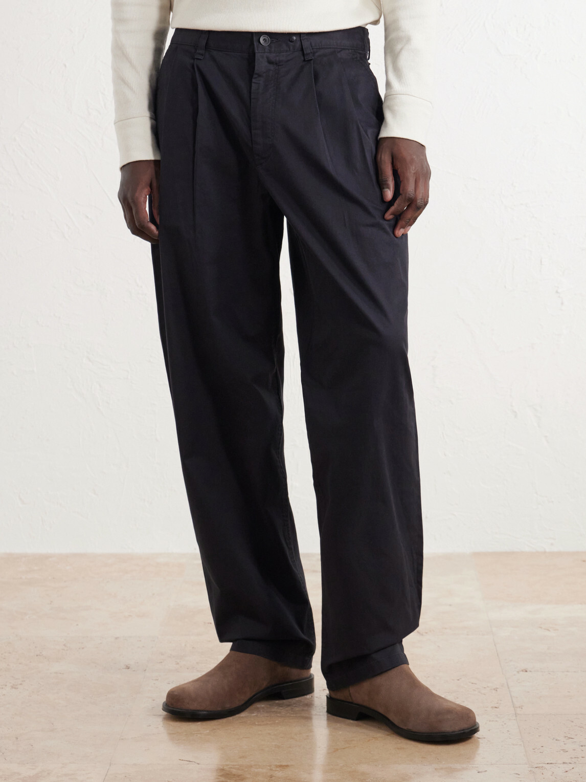 Rag & Bone - Wide-Leg Pleated Stretch Cotton-Twill Trousers - Black