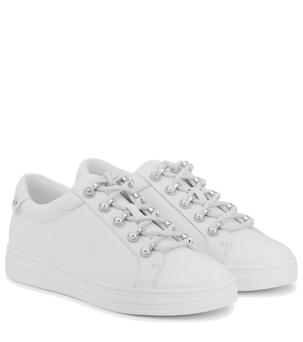 セール★Jimmy Choo★ANTIBES Jimmy Choo Antibes pearl-embellished leather sneakers Jimmy Choo