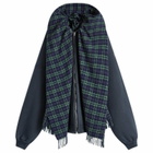 Balenciaga Men's Scarf Zip-Up Hoodie in Deep Blue/Black