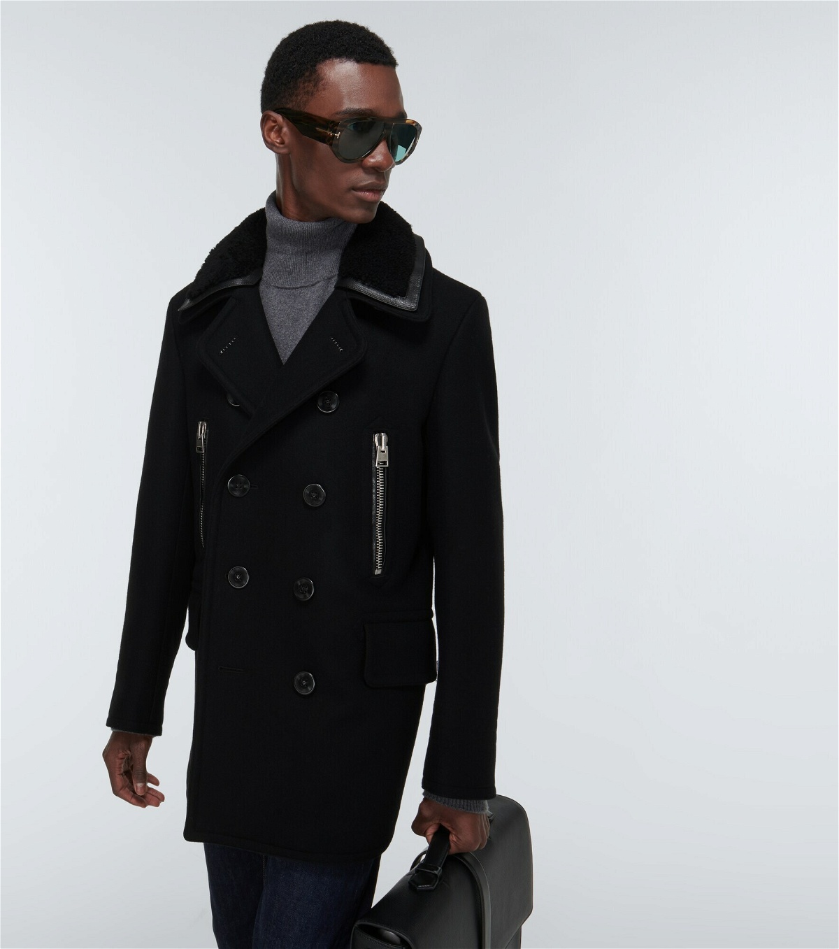 Tom Ford - Faux shearling-trimmed peacoat TOM FORD