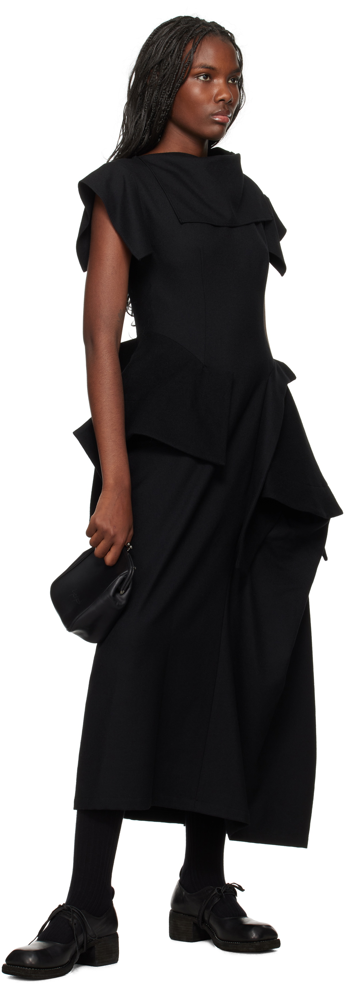 YOHJI YAMAMOTO Black Asymmetry Sleeveless Dress Yohji Yamamoto