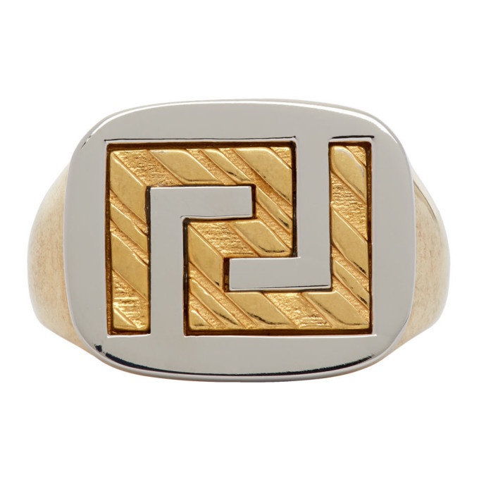 Photo: Versace Gold Greek Key Signet Ring