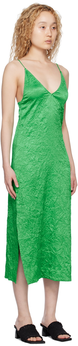 GANNI Green Vented Midi Dress GANNI