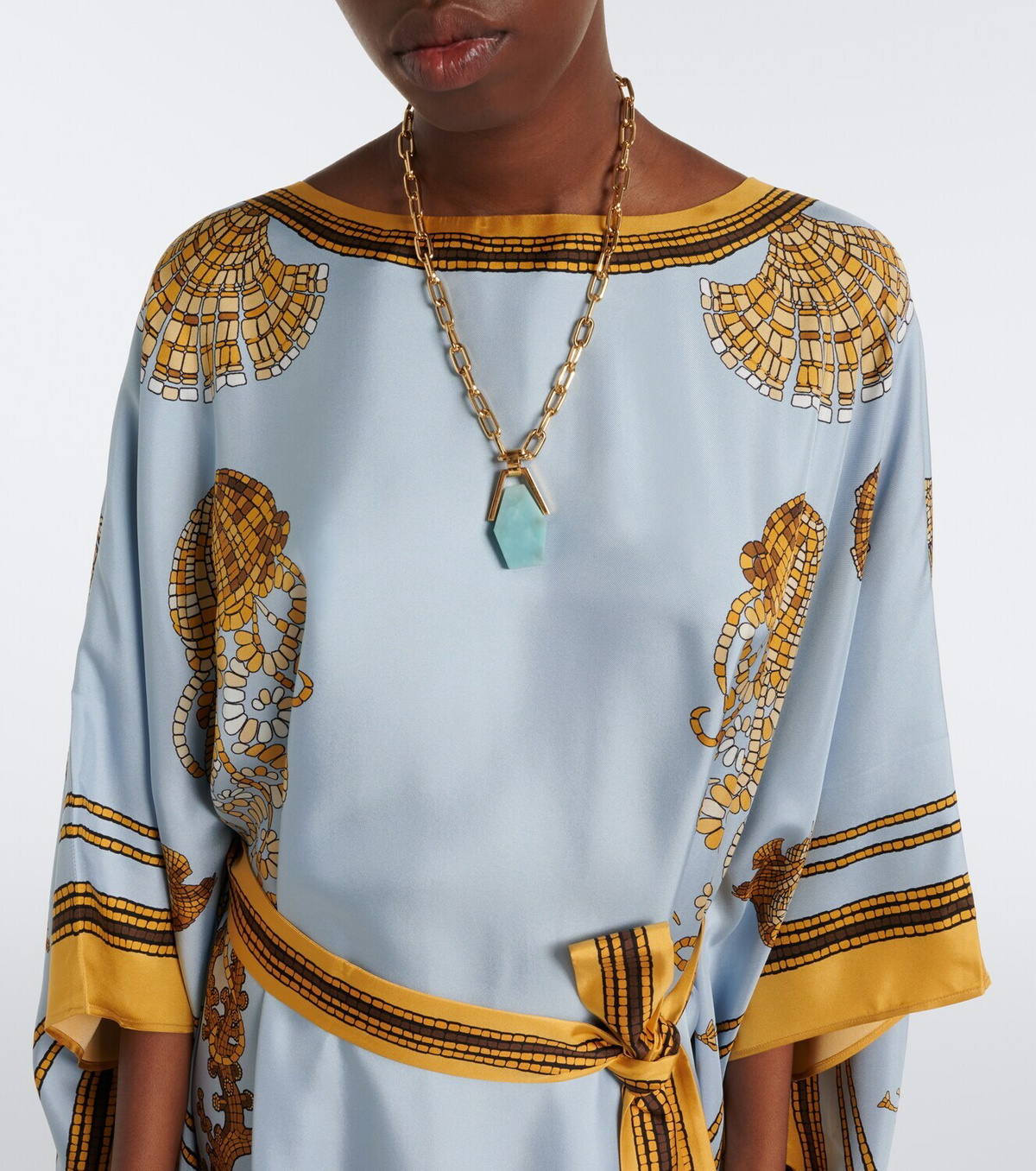 La DoubleJ Square printed silk twill kaftan