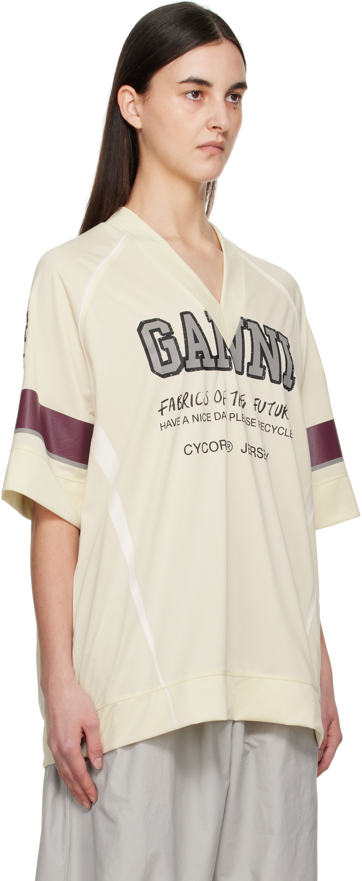 GANNI Off-White Future Mesh Oversized T-shirt GANNI
