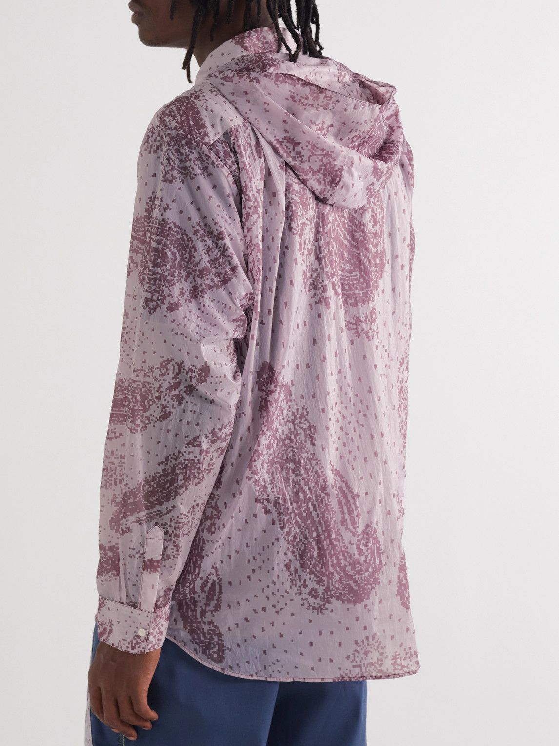 Paria Farzaneh - Purple Drink Printed Shell Hooded Shirt - Purple  