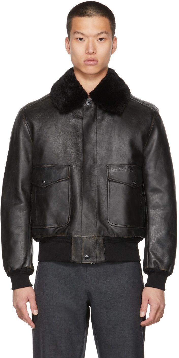 Burberry Black Leather Ketton Jacket Burberry