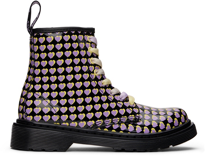 Photo: Dr. Martens Baby Black 1460 Heart Printed Boots