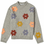 Acne Studios Men's Kilcarra Naïve Flower Knit in Grey Melange