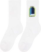 Casablanca White & Blue Gradient Arch Socks