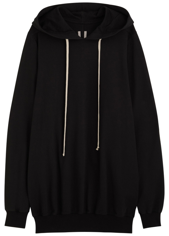 Photo: Rick Owens Cotton Hooded Sweatshirt Black