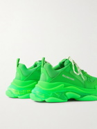 Balenciaga - Triple S Clear Sole Mesh, Nubuck and Leather Sneakers - Green