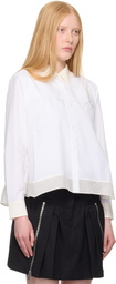 3.1 Phillip Lim White Long Sleeve Flounce Hem Shirt