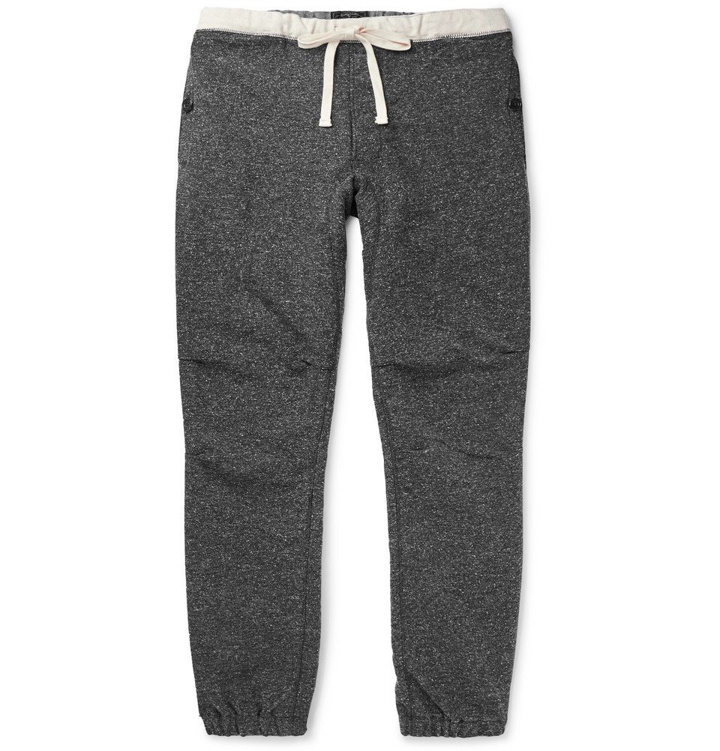 Photo: Beams Plus - Slim-Fit Tapered Mélange Cotton-Blend Jersey Drawstring Trousers - Men - Gray