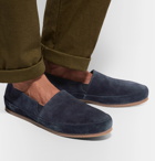 Mulo - Shearling-Lined Suede Slippers - Blue