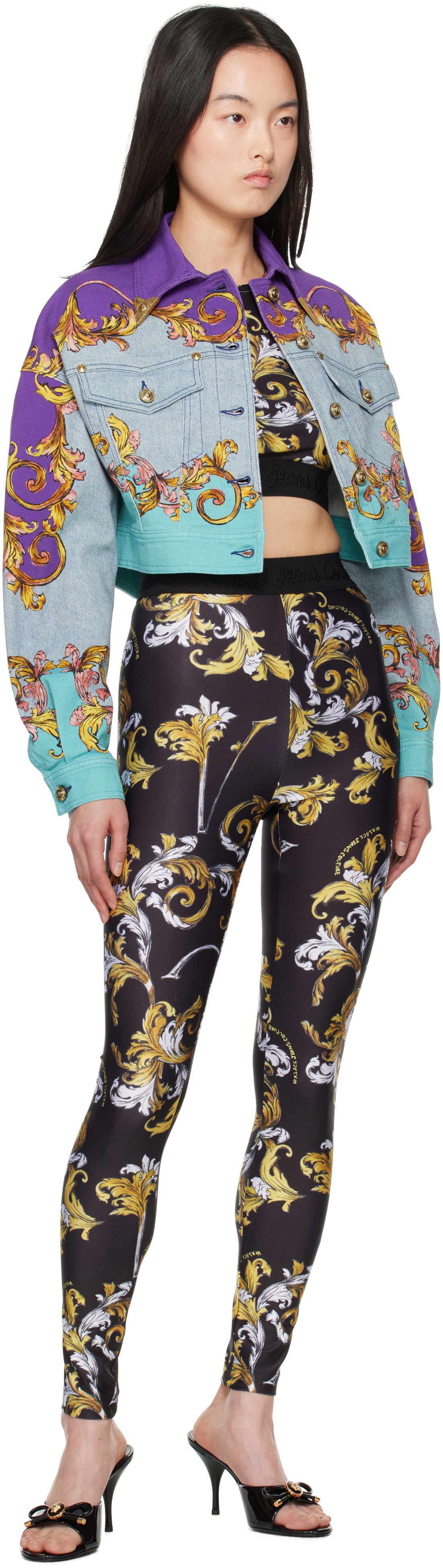 Versace Jeans Couture Multicolor Outline Barocco Denim Jacket